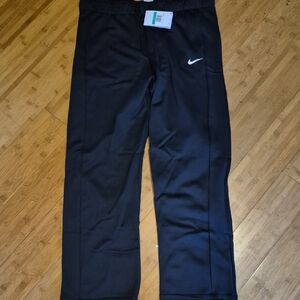 Nike Black Straight-Leg Women's Pants with White Swoosh